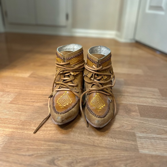 Tan Fringe Ankle Boots - Picture 4 of 7